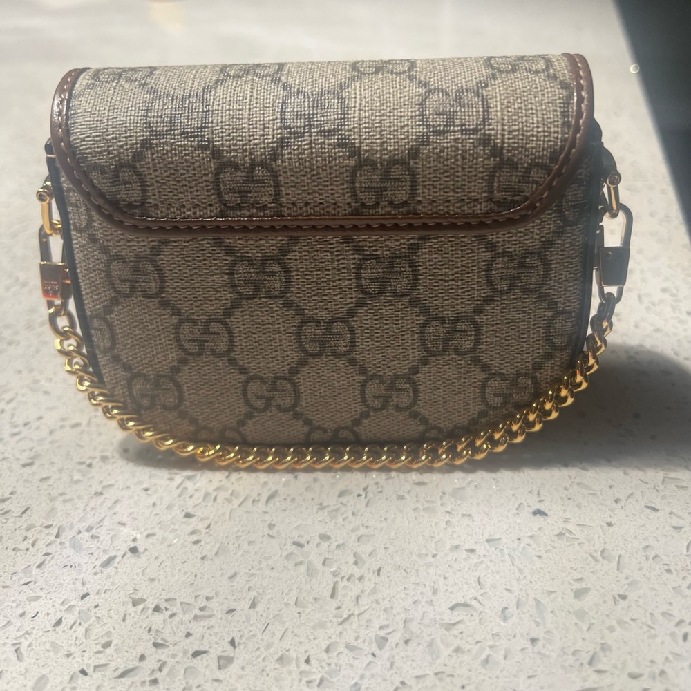 Gucci Brown and Gold Mini Bag with Signature Monogram - Picture 2 of 3